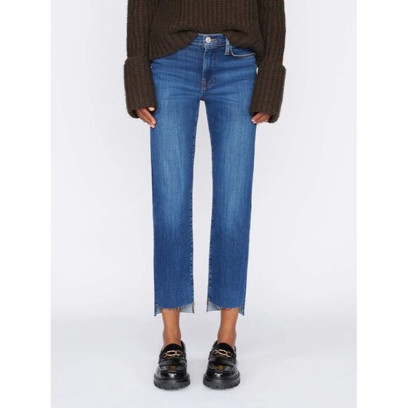 FRAME Le High Straight Cropped Jean Blue Orlena Womens Size 26 - Picture 1 of 11